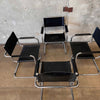 Set of Four Cantilever Chairs By Matted Grassi In Black Leather