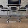 Set of Four Cantilever Chairs By Matted Grassi In Black Leather