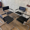 Set of Four Cantilever Chairs By Matted Grassi In Black Leather