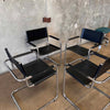 Set of Four Cantilever Chairs By Matted Grassi In Black Leather