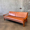 1970s Leather & Teak Danish Sofa