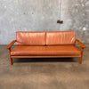 1970s Leather & Teak Danish Sofa