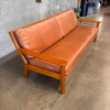 1970s Leather & Teak Danish Sofa