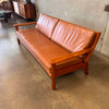 1970s Leather & Teak Danish Sofa