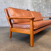 1970s Leather & Teak Danish Sofa