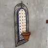 Vintage Italian Tile & Tera Cotta Wall Planter In Iron w/Pot #3