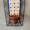 Vintage Italian Tile & Tera Cotta Wall Planter In Iron w/Pot #3