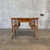 Vintage Wicker & Oak Desk