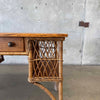 Vintage Wicker & Oak Desk