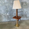 Mid Century Oak & Brass  Floor Lamp w/Suede Magazine Rack