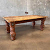 Antique South Western Spanish Stone & Wood Dining Table With Bronze Accents