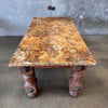 Antique South Western Spanish Stone & Wood Dining Table With Bronze Accents