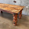 Antique South Western Spanish Stone & Wood Dining Table With Bronze Accents