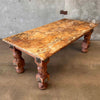 Antique South Western Spanish Stone & Wood Dining Table With Bronze Accents