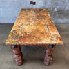 Antique South Western Spanish Stone & Wood Dining Table With Bronze Accents