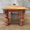 Antique South Western Spanish Stone & Wood Dining Table With Bronze Accents