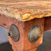 Antique South Western Spanish Stone & Wood Dining Table With Bronze Accents