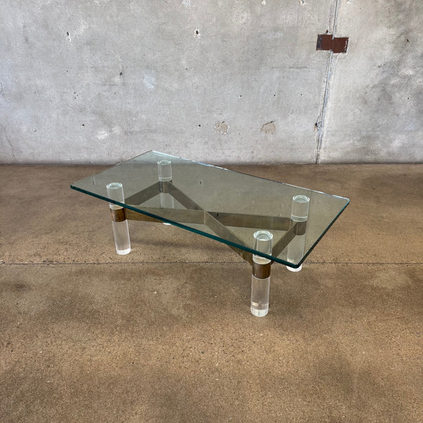 Lucite & Brass Coffee Table