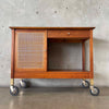 Mid Century Modern Walnut Wood Bar Cart