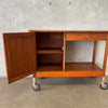 Mid Century Modern Walnut Wood Bar Cart