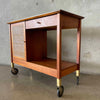 Mid Century Modern Walnut Wood Bar Cart