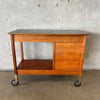 Mid Century Modern Walnut Wood Bar Cart