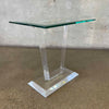 Vintage Lucite Base & Glass Top Side Table