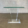 Vintage Lucite Base & Glass Top Side Table