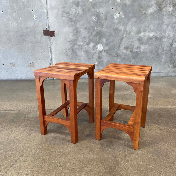 Pair Of Vintage Teak Bar Stools