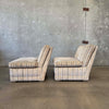 Pair of Vintage Slipper Chairs In Striped Velvet