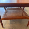 Vintage Drexel Set of Two Walnut Side Tables with Cane Inlays