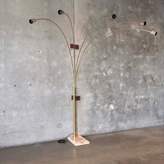 Mid Century Italian Five Arc Brass Floor Lamp