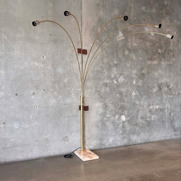 Mid Century Italian Five Arc Brass Floor Lamp