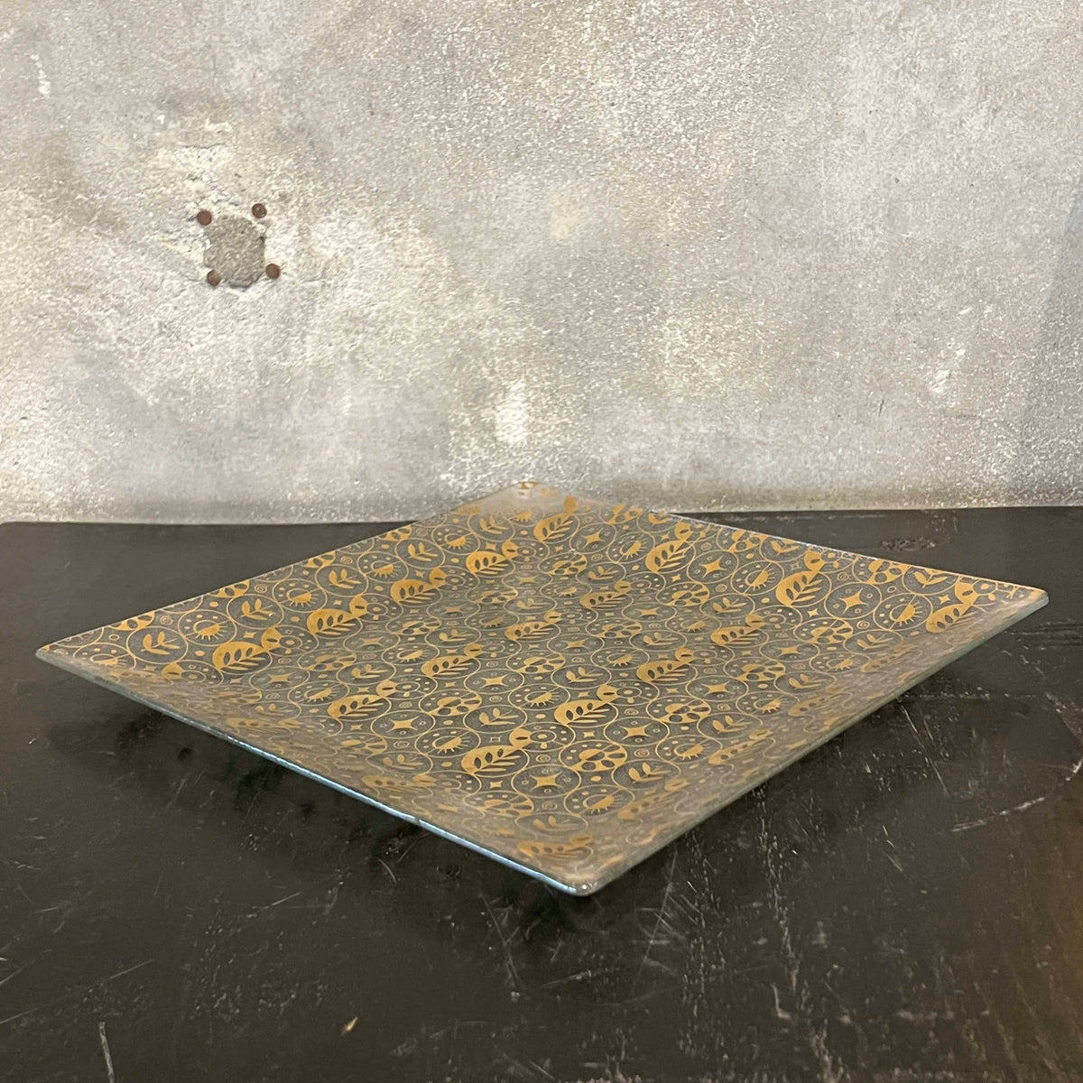 Vintage Georges Briard Gold Bent Glass Tray