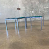 Pair of Mid Century Milo Baughman Style Side Tables Chrome & Glass