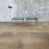 Pair of Mid Century Milo Baughman Style Side Tables Chrome & Glass