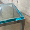 Pair of Mid Century Milo Baughman Style Side Tables Chrome & Glass