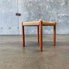 Mid Century Teak & Rush Chord Stool or Ottoman