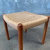 Mid Century Teak & Rush Chord Stool or Ottoman