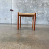 Mid Century Teak & Rush Chord Stool or Ottoman