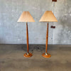 Pair of Oak Mid Century Floor Lamp