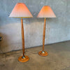 Pair of Oak Mid Century Floor Lamp