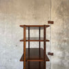 Mid Century Walnut & Rosewood Inlay Shelf Cabinet