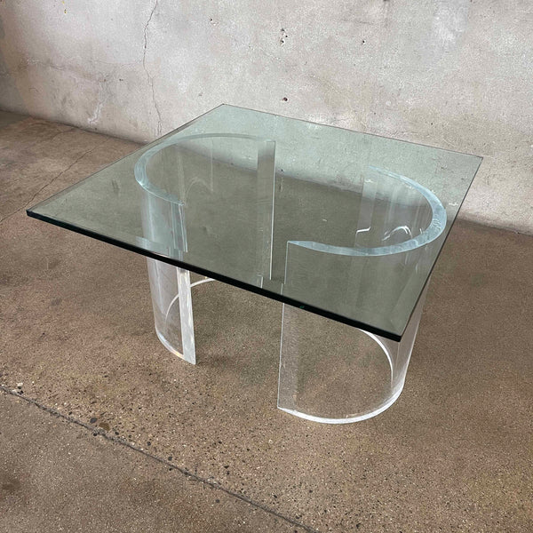 Post Modern Glass Top / Lucite Base Coffee Table