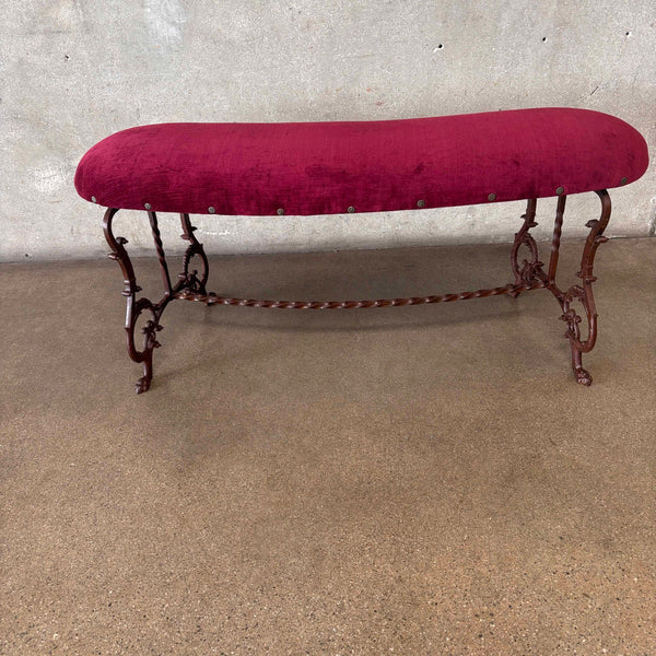 1920's Iron Carved Vanity Bench - New Upholstery