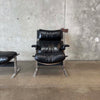 1970s Richard Hersberger Leather Lounge Chair & Ottoman