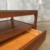 Brown Saltman Rectangular Walnut Coffee Table for John Keal With Smoked Glass