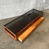 Brown Saltman Rectangular Walnut Coffee Table for John Keal With Smoked Glass