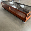 Brown Saltman Rectangular Walnut Coffee Table for John Keal With Smoked Glass