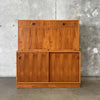 Modern Danish Bookcase with Drop Front Desk - With Working Lights & Key